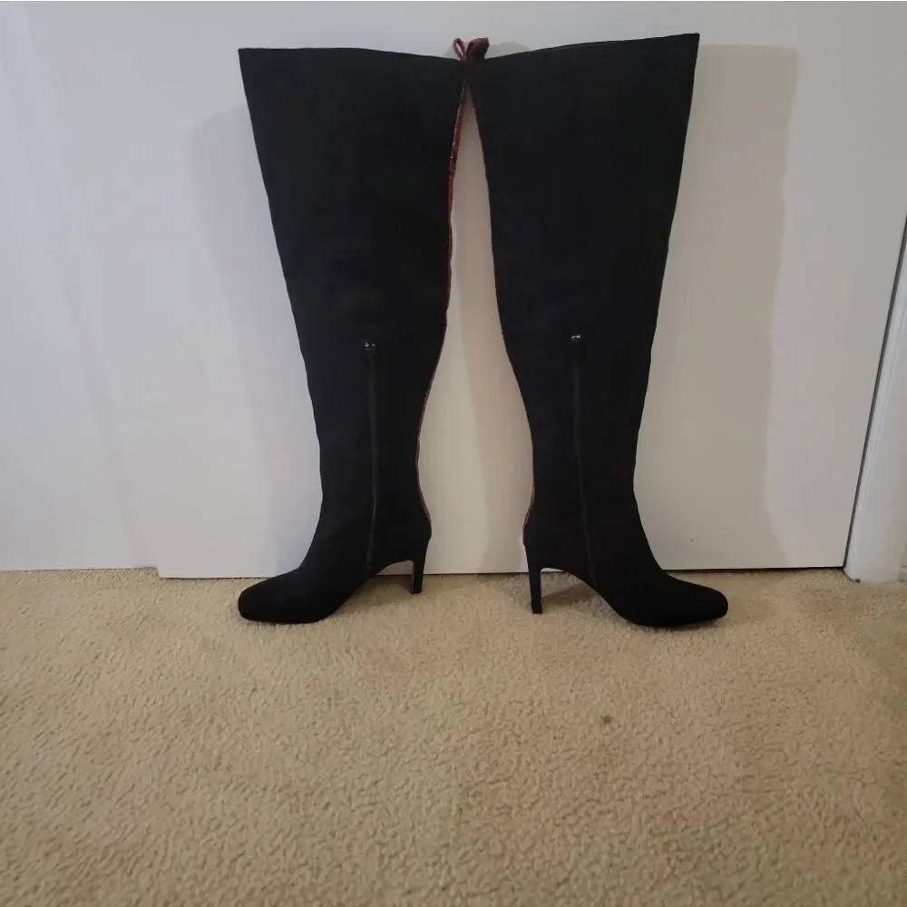 🆕️👢Gabrielle Union Over The Knee Boots, Blk/Red - Sz 8-1/2
